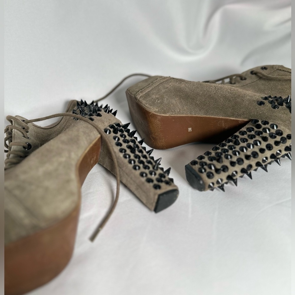 Jeffrey Campbell Taupe Suede Platform Spike Heel Booties - Picture 2 of 16